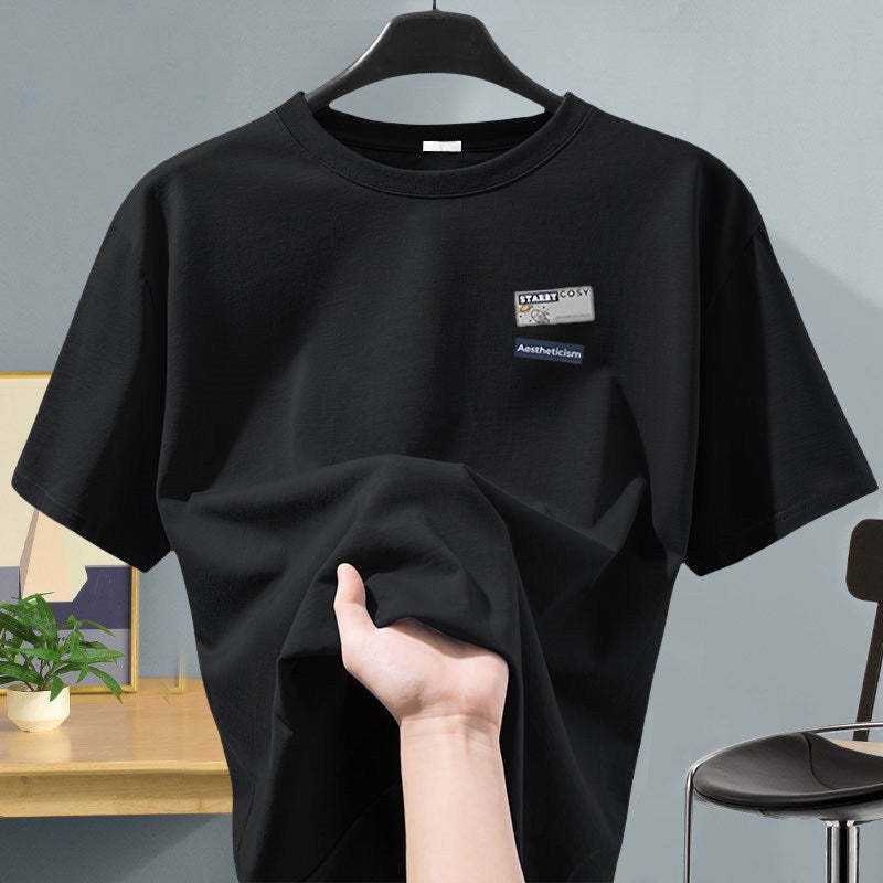 NASA joint fashion brand men's pure cotton short-sleeved t-shirt men's trendy versatile loose summer youth T-shirt half-sleeved - Image 3