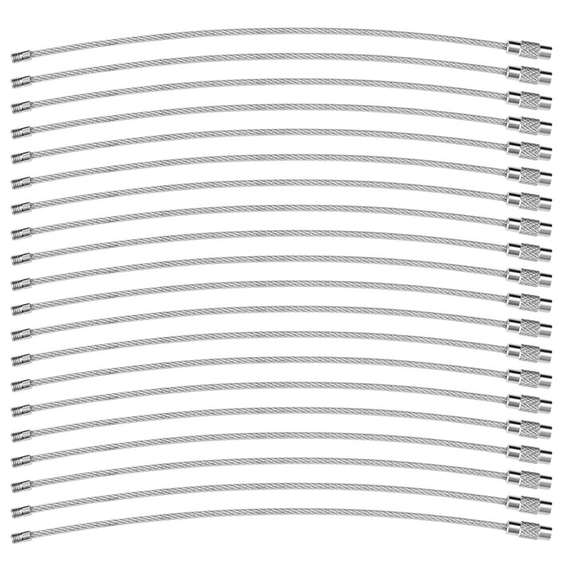 Bidponds 78 Inch Silver Wire Keychain CableLarge Nylon Coated Stainless Steel Key Ring Loop Holder2mm Heavy Duty20PCS