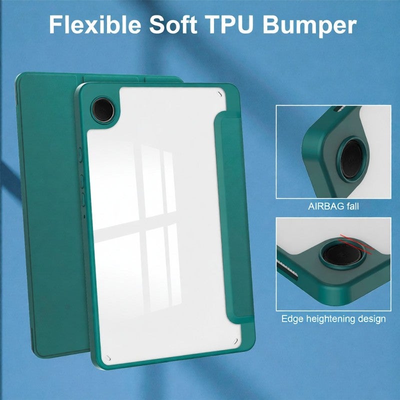 8.7-Inch Tablet Case Tri-Fold Stand Smart Auto Wake/Sleep Function - Magnetic Secure Closure Full Protection Cover for Samsung Galaxy Tab A9 (SM-X110 SM-X115) Dark Green - Image 3