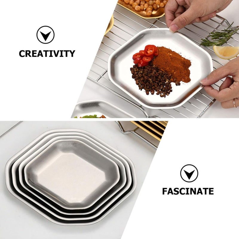 Octagonal Stainless Steel Appetizer Plates 12cm 2pcs For Side Dishes Pickles Korean Style - Image 3