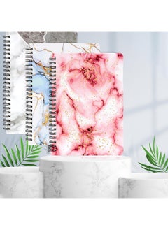 Sweet seven Marble Pattern Spiral Notebook Set - Pack of 3 A5 Notebooks, 160 Pages, College School Supplies（Pink Blue, and Gray）  - Image 1