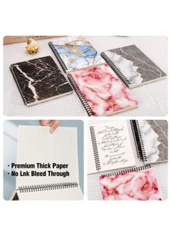 Sweet seven Marble Pattern Spiral Notebook Set - Pack of 3 A5 Notebooks, 160 Pages, College School Supplies（Pink Blue, and Gray）  - Image 3