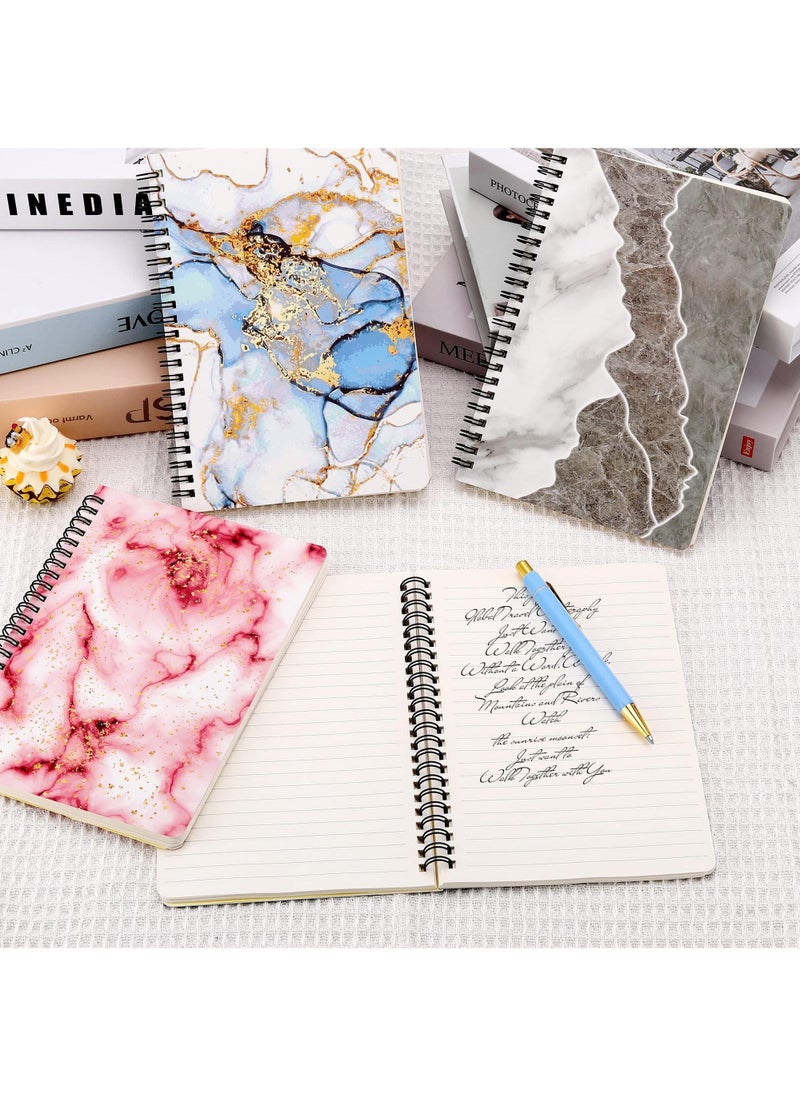 Sweet seven - Marble Pattern Spiral Notebook Set - Pack of 3 A5 Notebooks, 160 Pages, College School Supplies（Pink Blue, and Gray） - Image 1