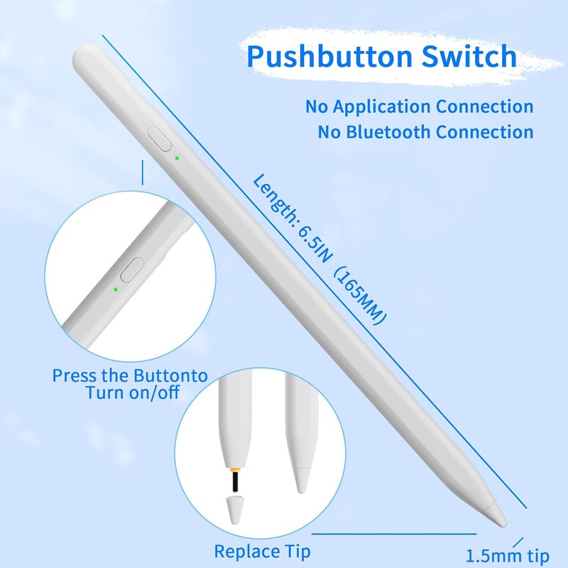 JXYHMY Stylus Pens for Touch Screens, Universal Fine Point iPad Pencil with Magnetic Adsorption Compatible with iPhone/iPad/Samsung/Android/Tablet & Other Touch Screens (White) - Image 3