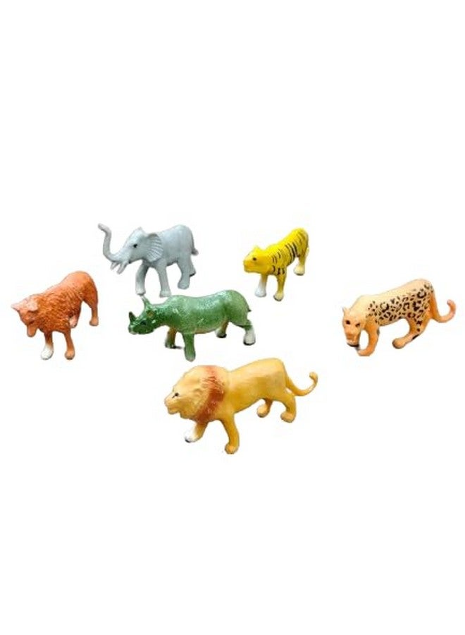 Negi Set of 6 Pcs Medium Size Full Action Toy Figure Jungle Cartoon Wild Animal Toys Figure Playing Set for Kids. - Image 1