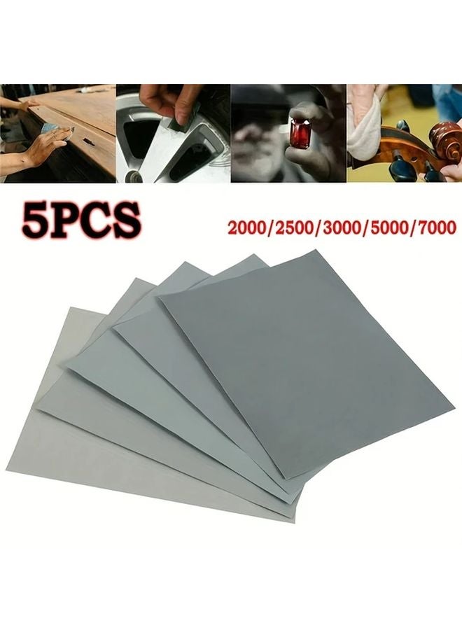 5pcs Grey Wet Dry Sandpaper Set 2000 2500 3000 5000 7000 Grit For Car Paint - Image 4