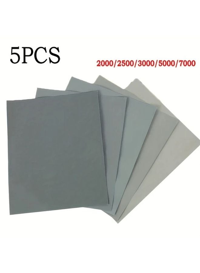 5pcs Grey Wet Dry Sandpaper Set 2000 2500 3000 5000 7000 Grit For Car Paint - Image 3