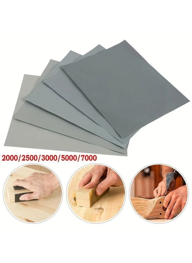 5pcs Grey Wet Dry Sandpaper Set 2000 2500 3000 5000 7000 Grit For Car Paint - Image 5