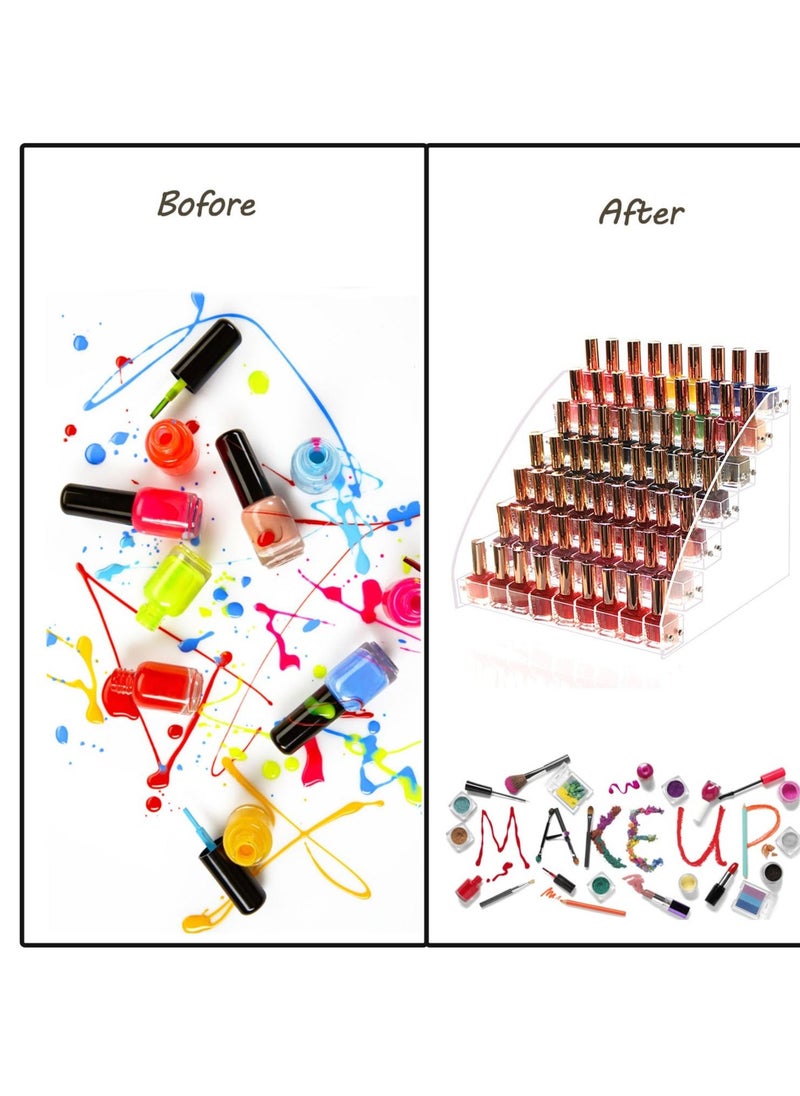 Nail Polish Organizer Bottle, 2Pcs Acrylic Nail Polish Makeup Holder Of 7 Layers, Clear Display Stand Rack For Storage Finger Nail Polish Gel Polish Eyeglasses Essential Oils  - Image 4