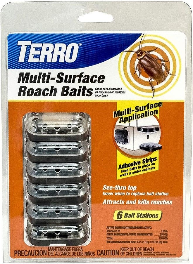 Terro Terro Roach Bait 6-Pack: Fast-Acting Pest Control Solution for Roaches, highly effective on roaches, Insect Activity  - Image 1