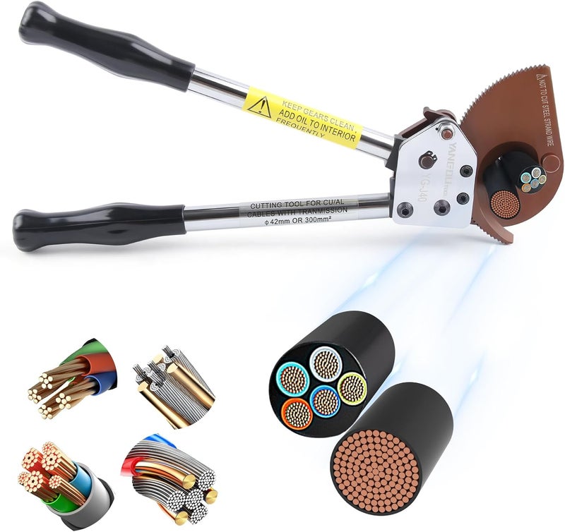 Yangoutool Store Heavy-Duty Ratcheting Cable Cutters for Large Copper, Aluminum, and Armored Cables - J40 Wire Cutter up to 300 mm², Electrical Wire Cutting Tool - Image 1