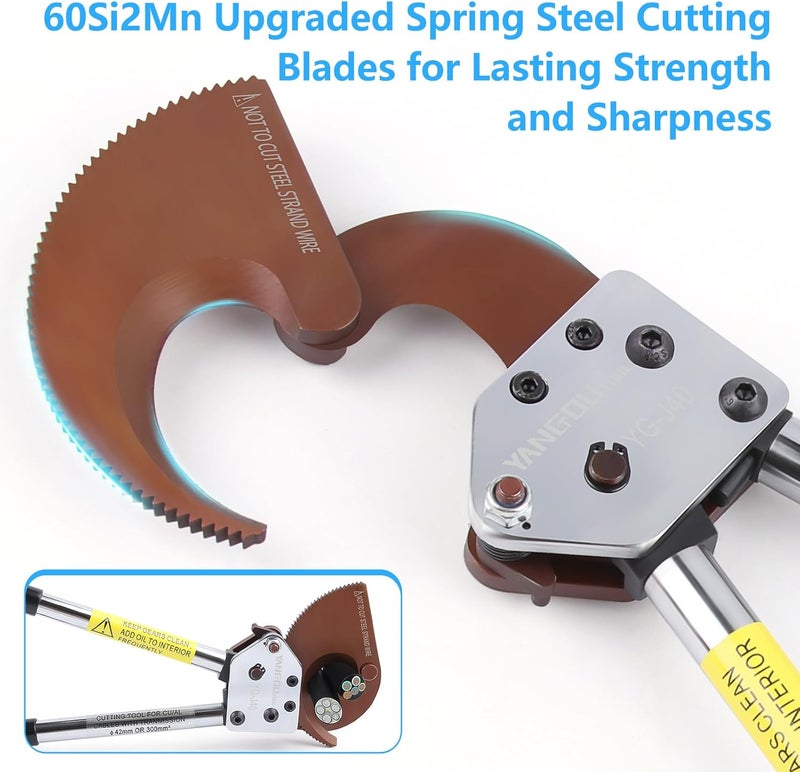 Yangoutool Store Heavy-Duty Ratcheting Cable Cutters for Large Copper, Aluminum, and Armored Cables - J40 Wire Cutter up to 300 mm², Electrical Wire Cutting Tool - Image 2