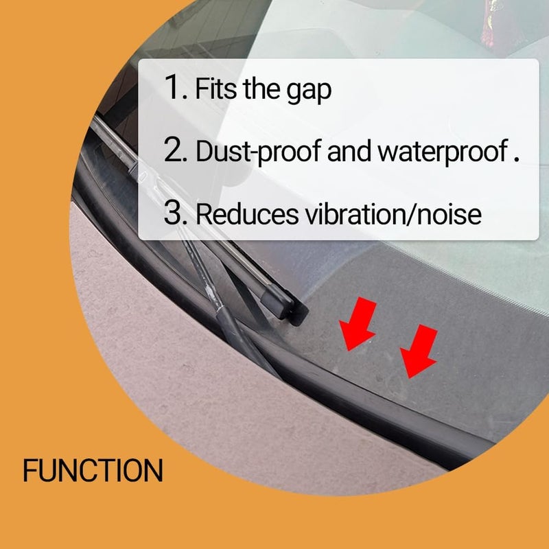 PACIXU Car Front Windshield Rubber Seal Strip, Windshield Weather Stripping, Molding Trim Strips for Most Cars Trucks RV SUVs, 1.7M, Black - Image 3