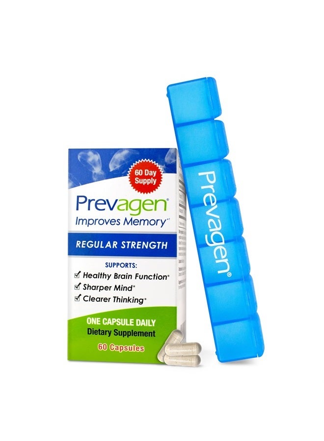 Prevagen يحسن الذاكرة - قوة منتظمة 10 ملغ، 60 كبسولة مع أبوأكوارين وفيتامين د وPrevagen 7-يوم منظم الحبوب | مكمل دماغي لصحة دماغ أفضل، يدعم وظيفة الدماغ الصحية - Image 1