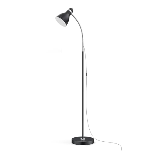 LEPOWER Floor Lamp, Metal Standing Lamp with Adjustable Gooseneck, Heavy Metal Base, Reading Pole Lamp for Office, Black Floor Lamps for Bedroom, Living Room - Image 1