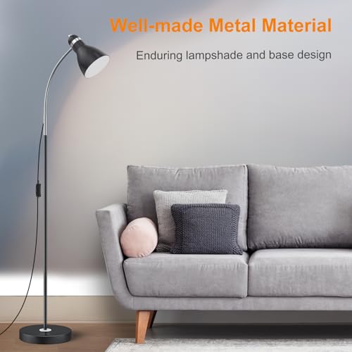 LEPOWER Floor Lamp, Metal Standing Lamp with Adjustable Gooseneck, Heavy Metal Base, Reading Pole Lamp for Office, Black Floor Lamps for Bedroom, Living Room - Image 2