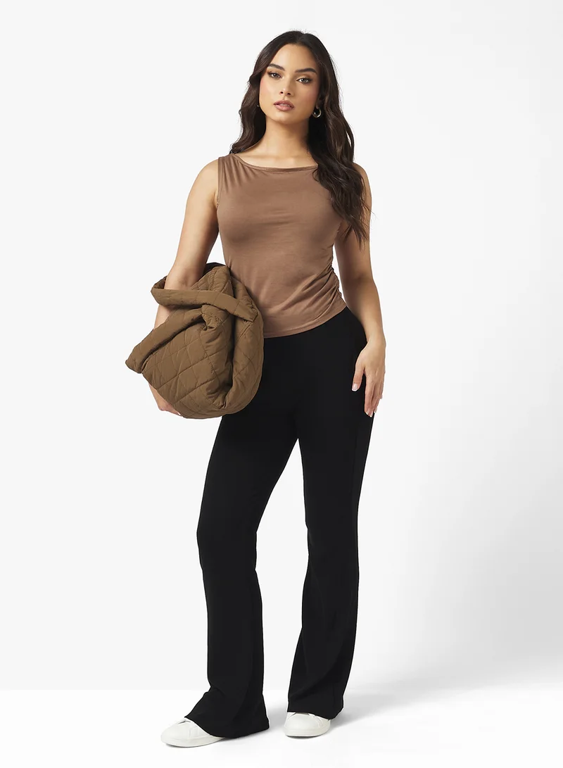 Ginger Basics Boat Neck Fitted Ruched Vest