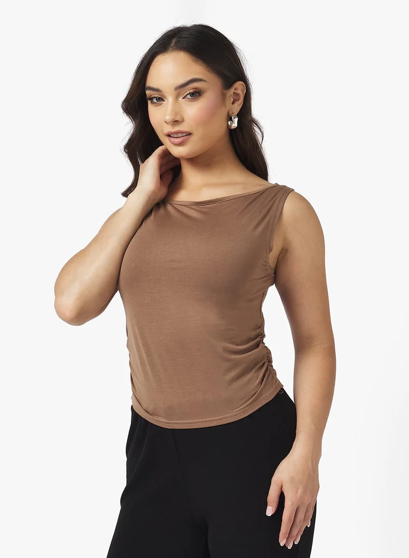 Ginger Basics Boat Neck Fitted Ruched Vest