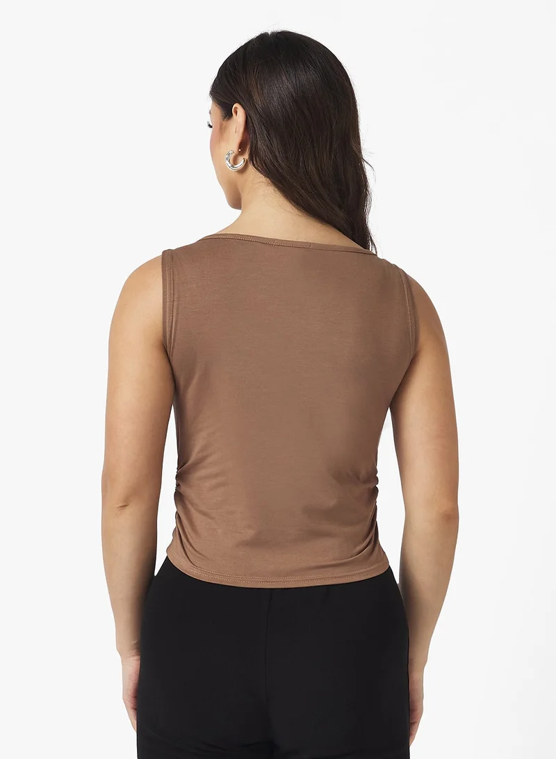 Ginger Basics Boat Neck Fitted Ruched Vest