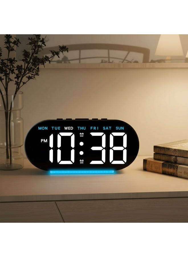 ألاماريك ساعة منبه رقمية من 7.8 انش، ساعة رقمية LED مع اضاءة محيطة، ساعة رقمية مع اليوم/التاريخ/درجة الحرارة/التعتيم التلقائي/منبه مزدوج/غفوة - 12/24 ساعة، للاطفال وكبار السن والمنزل والمكتب - Image 1
