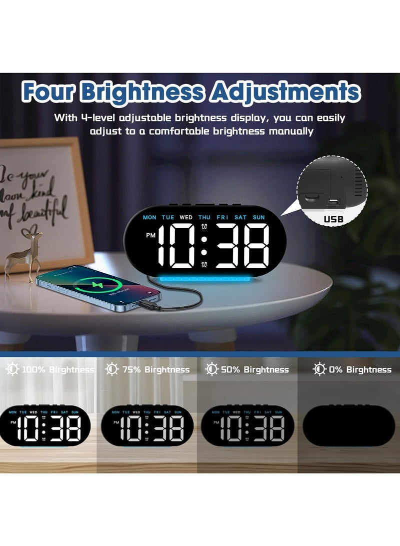 ALAMAREQ 7.8'' Digital Alarm Clock, LED Digital Clock with Ambient Light, Digital Clock with Day/Date/Temperature/Auto-Dimming/Dual Alarm/Snooze - 12/24H, for Deep Sleepers Kids Elderly Home Office - Image 3