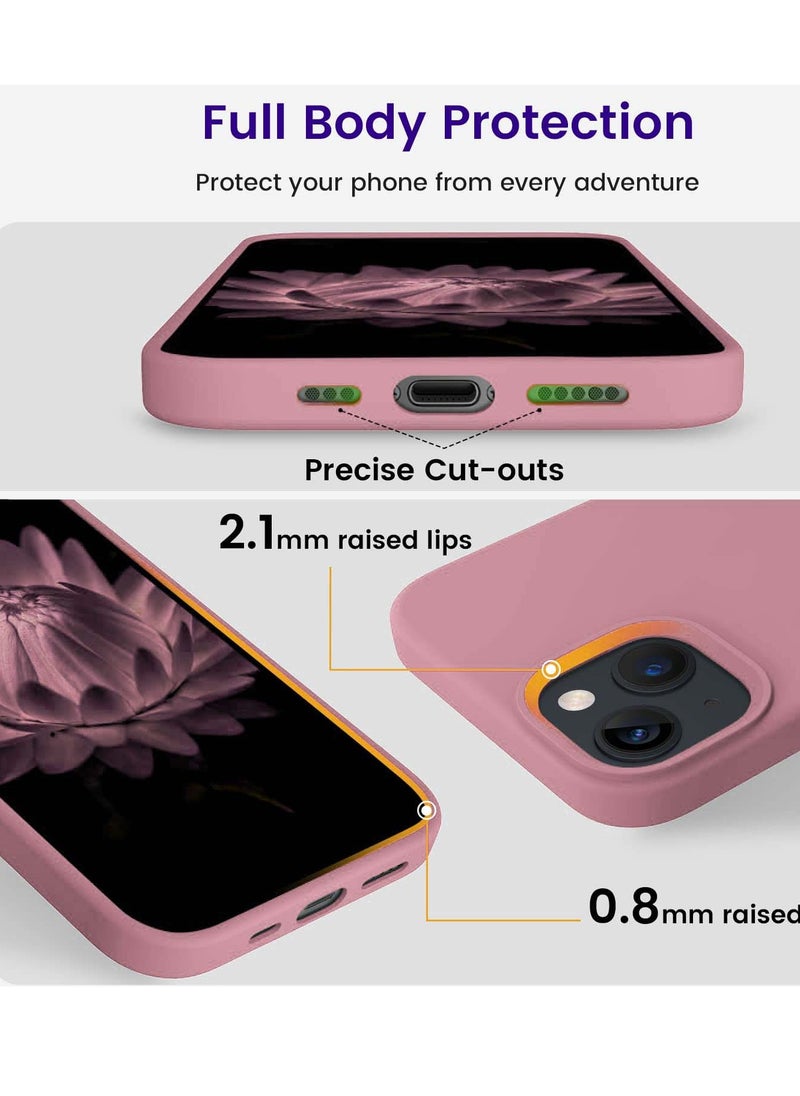 Compatible with iPhone 13 Case, Liquid Silicone Full Body Protective Case with [Anti-Scratch] [Soft Microfiber Lining] [Camera Protective] for iPhone 13 6.1 inch, pink