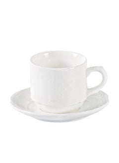 Dove 12-Piece Porcelain Cup & Saucer Set 100ML White, Set for 6 People  - Image 2