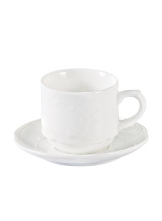 12-Piece Porcelain Cup & Saucer Set 100ML White, Set for 6 People - view 2