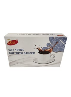 Dove 12-Piece Porcelain Cup & Saucer Set 100ML White, Set for 6 People  - Image 3