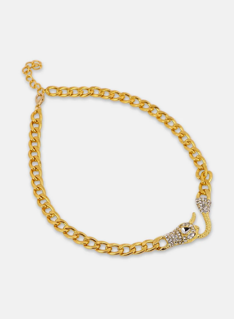 Sohi  Women The Bijou-Snakehead Chain Necklace | California  Colour | One-Size | Artificial Stone Alloy Material | Lobster Clasp Closure | Necklace For Casual & Evening Wear for Women | Best Price UAE