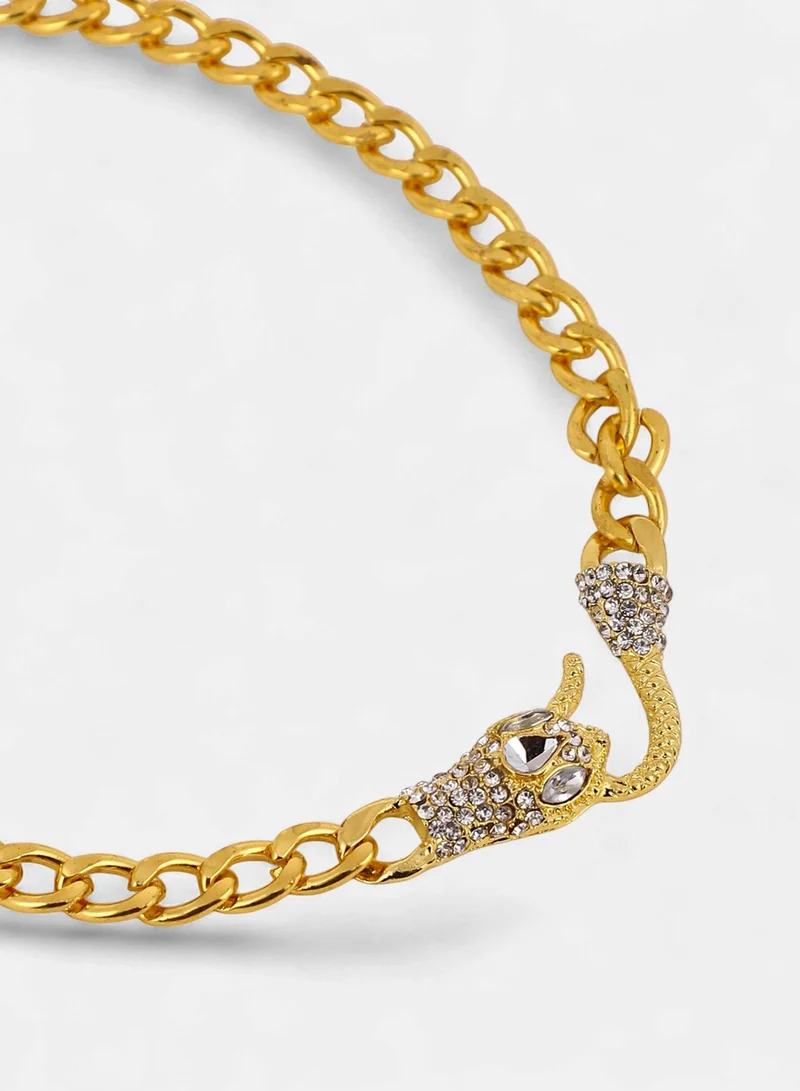 Sohi  Women The Bijou-Snakehead Chain Necklace | California  Colour | One-Size | Artificial Stone Alloy Material | Lobster Clasp Closure | Necklace For Casual & Evening Wear for Women | Best Price UAE