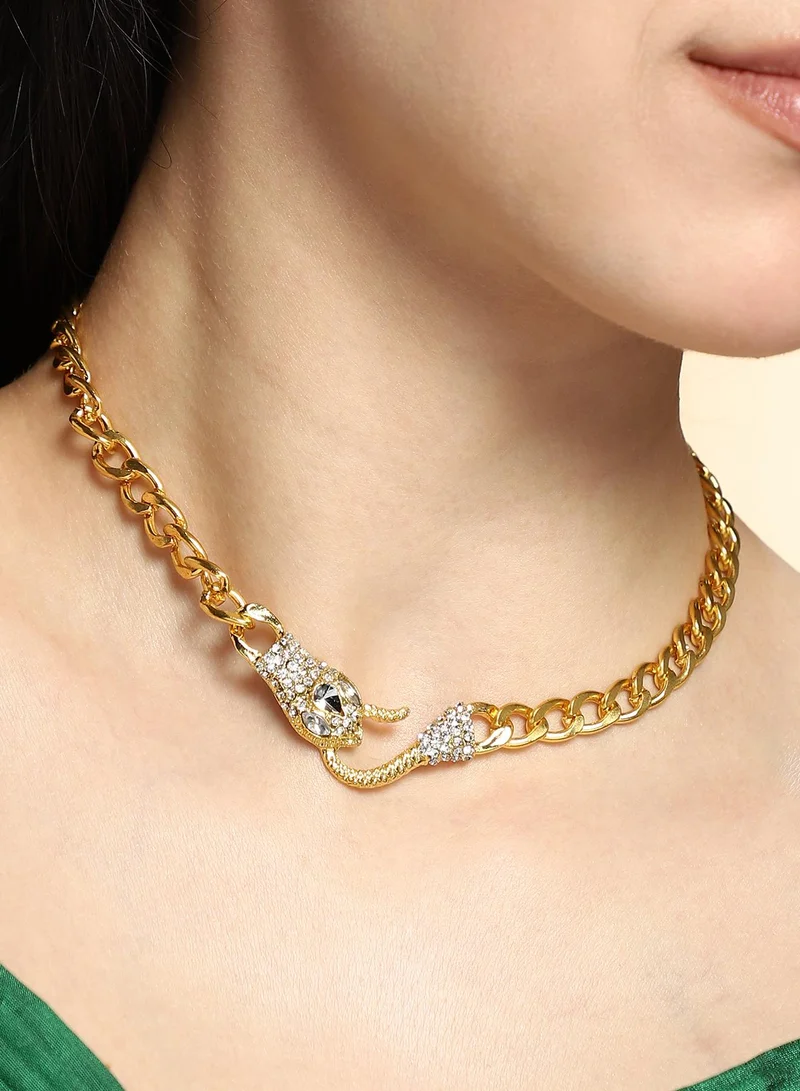 سوهي قلادة سلسلة رأس الأفعى للنساء بلون كاليفورنيا من خليط معدني بحجر صناعي وإغلاق بمشبك الكركند