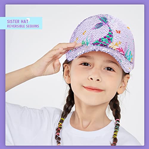 WAWSAM Baby Girls Baseball Cap Toddlers Baseball Hat Baby Girls Snapback Cap Adjustable Trucker Cap for Kids Ages 4-8 Years Girls Cute Visor Hat with Mermaid - Image 5