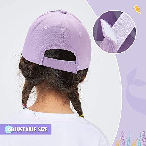 WAWSAM Baby Girls Baseball Cap Toddlers Baseball Hat Baby Girls Snapback Cap Adjustable Trucker Cap for Kids Ages 4-8 Years Girls Cute Visor Hat with Mermaid - Image 4