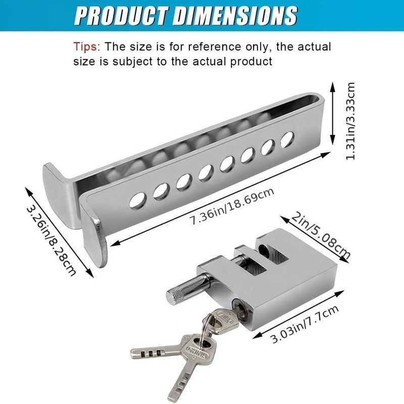 Silvery Adjustable Brake Pedal Lock with 2 Keys Heavy Duty 8 Hole Anti Theft Device - Image 4