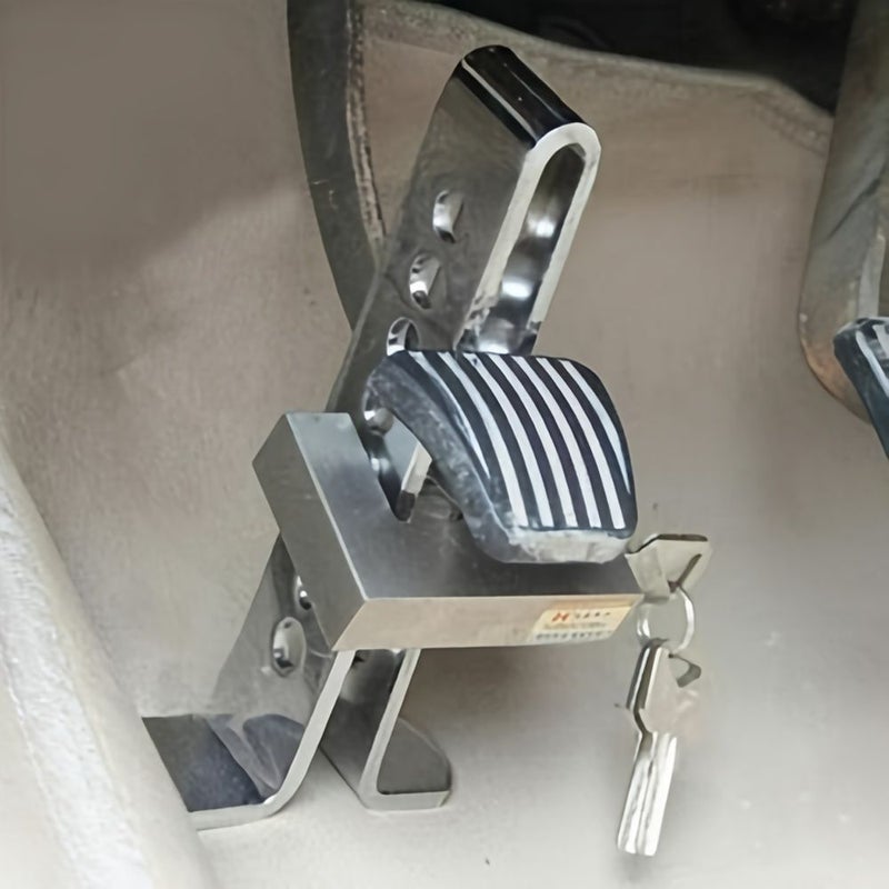 Silvery Adjustable Brake Pedal Lock with 2 Keys Heavy Duty 8 Hole Anti Theft Device - Image 2