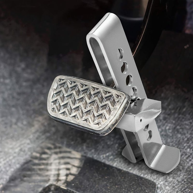 Silvery Adjustable Brake Pedal Lock with 2 Keys Heavy Duty 8 Hole Anti Theft Device - Image 3