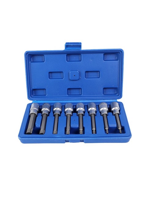 Torx Spline Socket Bit Set -8 Piece- Impact-Ready Heat-Treated Heavy-Duty Bits with Storage Case - Professional Automotive Bit Socket Set, Mechanics Tool Kit, for Vehicles, Trucks, and Engines