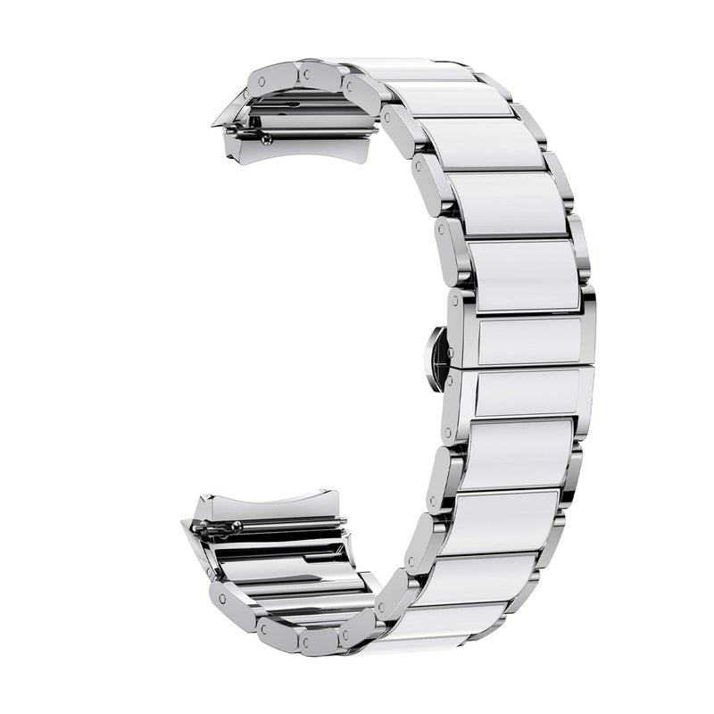 erorex For Huawei Watch 5 42Mm Butterfly Buckle Ceramic White Metal Watch Band(Silver White) - Image 2