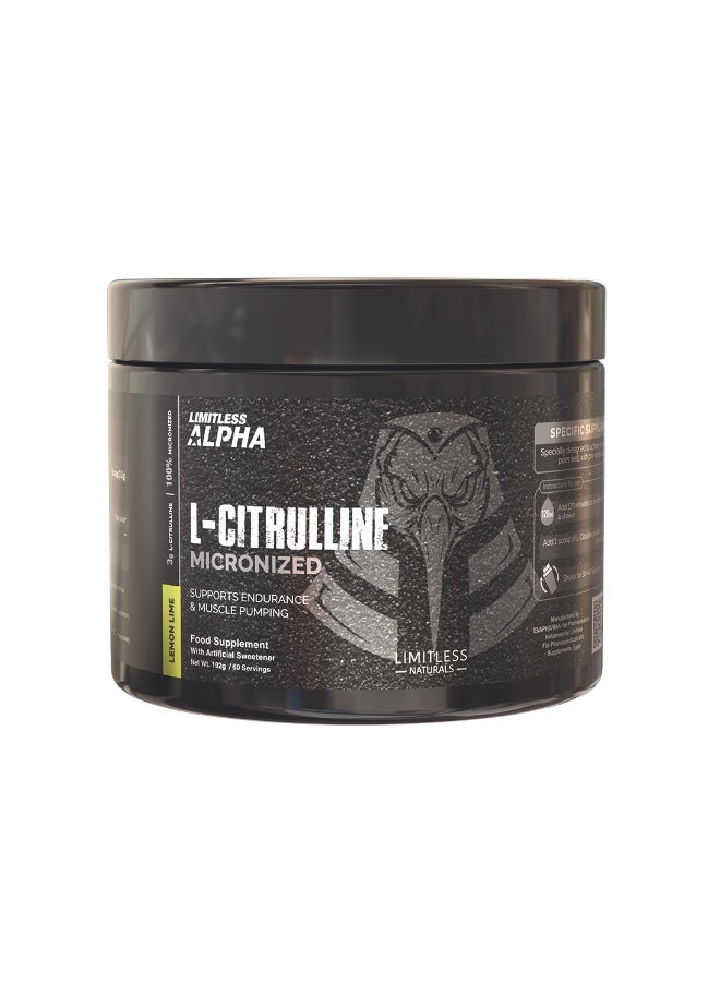 EVA PHARMA Limitless Alpha L-Citrulline – 192g – 3g Pure L-Citrulline Per Scoop - 60 Servings. - Image 1