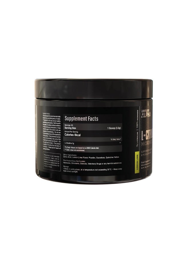 EVA PHARMA Limitless Alpha L-Citrulline – 192g – 3g Pure L-Citrulline Per Scoop - 60 Servings. - Image 2