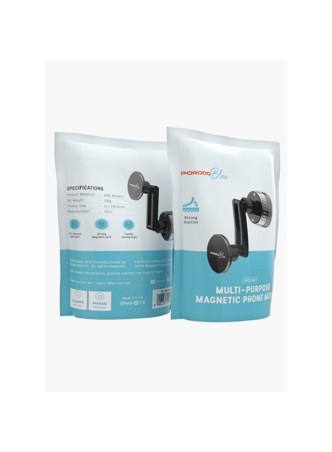 Porodo Blue Multi-Purpose Magnetic Phone Mount with Strong Suction, Flexible Viewing Angle & One-Handed Use - Image 4