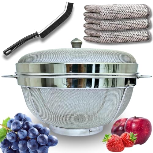 ASHMEN SS Fruit & Vegetable Storage Basket with Lid & Handles | 10 Inch Premium Mesh Basket | Fruit Basket With Lid | Fruit Basket for Dining Table & Kitchen | Must Have Kitchen Essential - Image 1