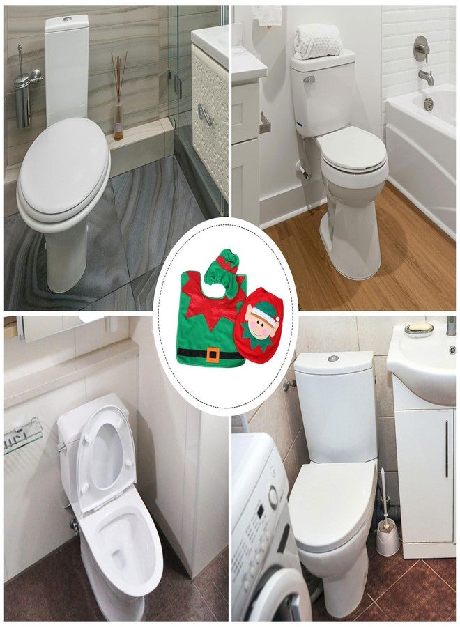 BESPORTBLE 3 Pcs Christmas Toilet Seat Cover and Rug Set Bathroom Decoration Set Toilet Mat Toilet Seat Lid Cover for Christmas Home Bathroom Decor - Image 3