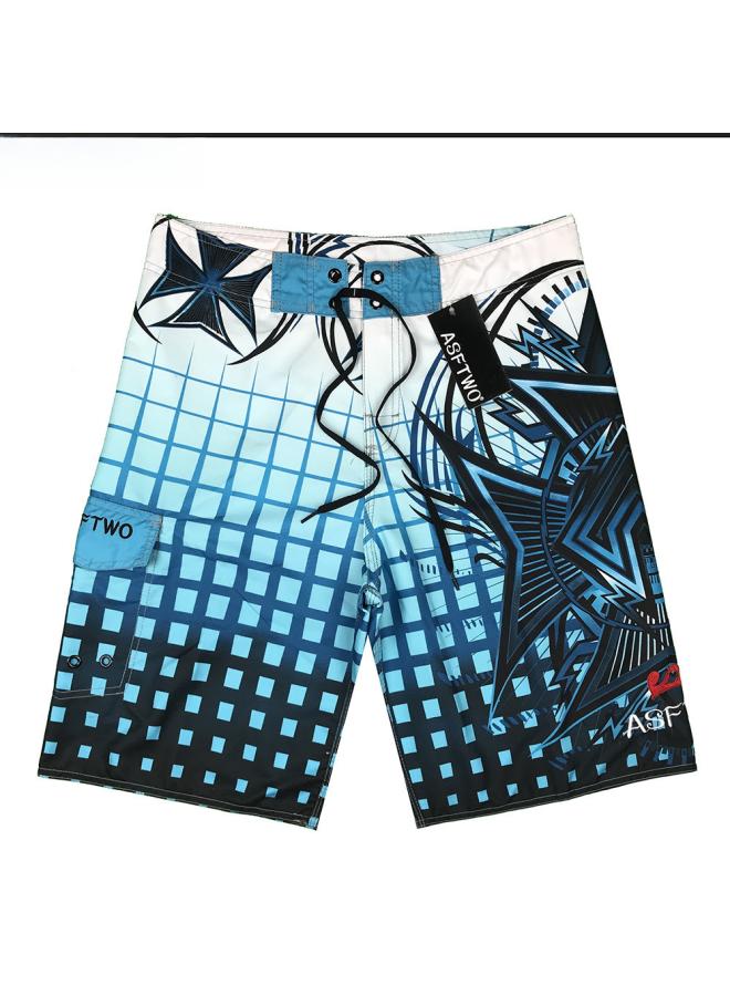 Asftwo Spot Watertight Peach Skin Men's Quick-drying Beach Pants Printed Surf Shorts