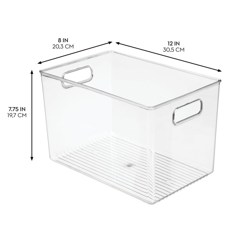 iDesign Linus BPA-Free Plastic Deep Kitchen Storage Bin with Handles - 12" x 8" x 7.75", Clear - Image 3