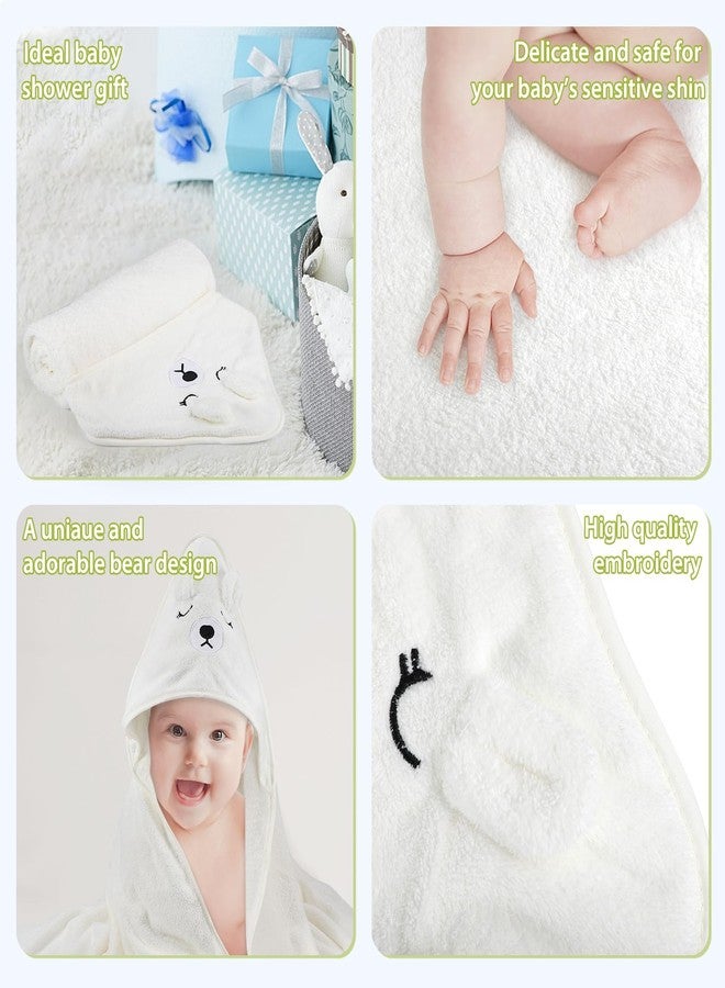 منشفة استحمام للأطفال من فابرلوي، منشفة فائقة النعومة بغطاء رأس، مناشف استحمام للأطفال الصغار بتصميم حيوانات، منشفة استحمام ماصة بغطاء رأس للأطفال، هدية مثالية للأولاد والبنات، 31.5 × 31.5 بوصة (دب أبيض) - Image 4