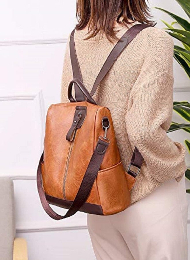 TrueArch Leather Backpack for Women Elegant Backpack Purse Ladies Leather Shoulder Bag Bags For Womens (Tan) - Image 5