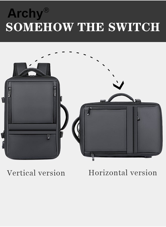 أرشي حقيبة ظهر للكمبيوتر المحمول قابلة للتطوير بسعة كبيرة وحقيبة ظهر للأعمال وحقيبة ظهر للسفر مقاومة للماء ومناسبة لأجهزة الكمبيوتر المحمولة مقاس 17 بوصة للرجال والنساء مع شاحن USB - Image 5
