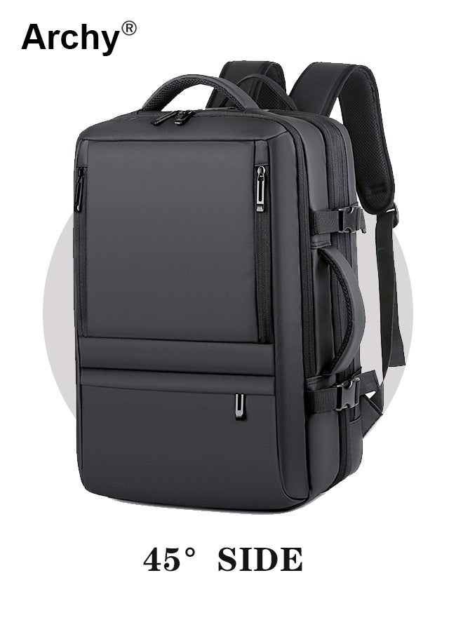 أرشي حقيبة ظهر للكمبيوتر المحمول قابلة للتطوير بسعة كبيرة وحقيبة ظهر للأعمال وحقيبة ظهر للسفر مقاومة للماء ومناسبة لأجهزة الكمبيوتر المحمولة مقاس 17 بوصة للرجال والنساء مع شاحن USB - Image 4